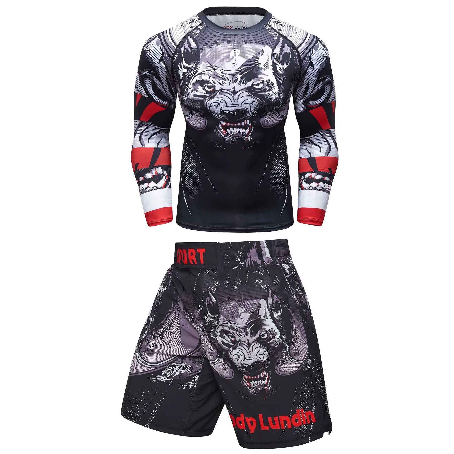 2 PCS Sports Suit Bjj Jiu Jitsu Gi Rashguard+Mma Shorts Muay Thai Pants Cool Boxing Grappling Wear Gym Fitness Running Clothes