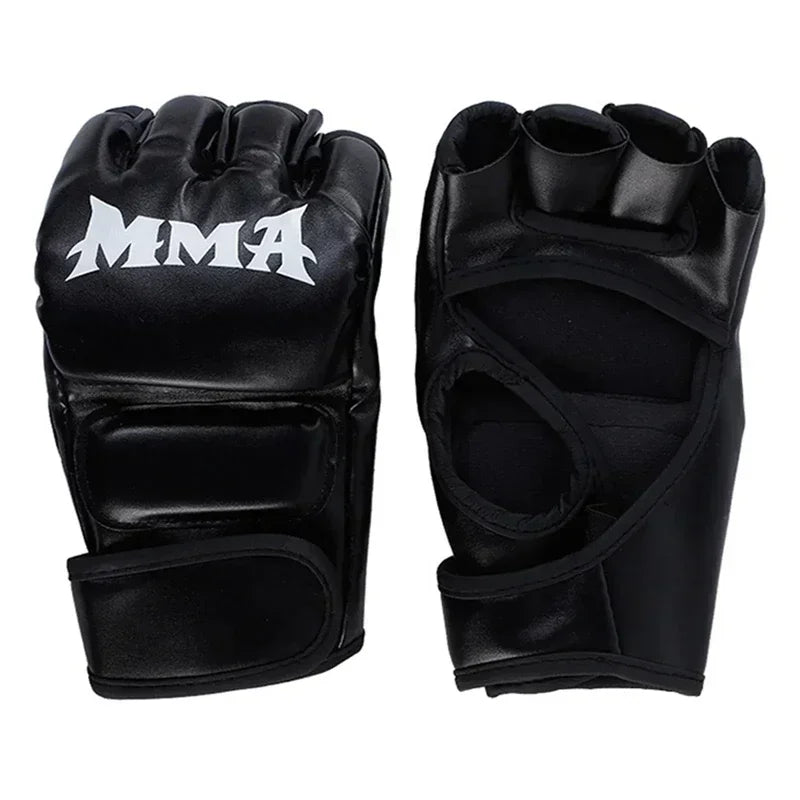 1 Pair of Pu Boxing Gloves Mma Gloves Half Finger Sandbag Taekwondo Muay Thai Gloves Professional Boxing Training Equipment
