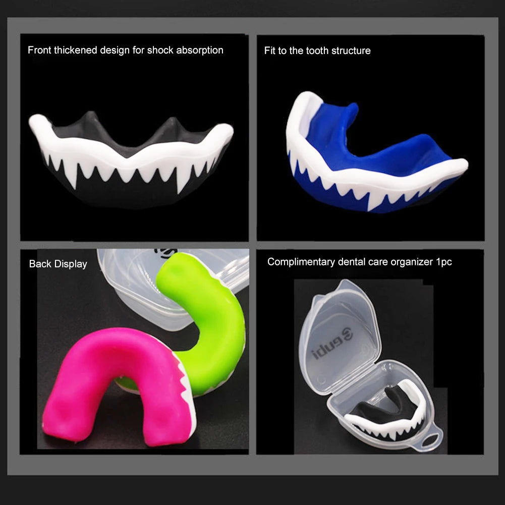 Boxing Gum Shield Mouth Guard with Storage Box MMA Martial Arts Mouth Guard Adults Junior Mouth Guard for Contact Combat Sport