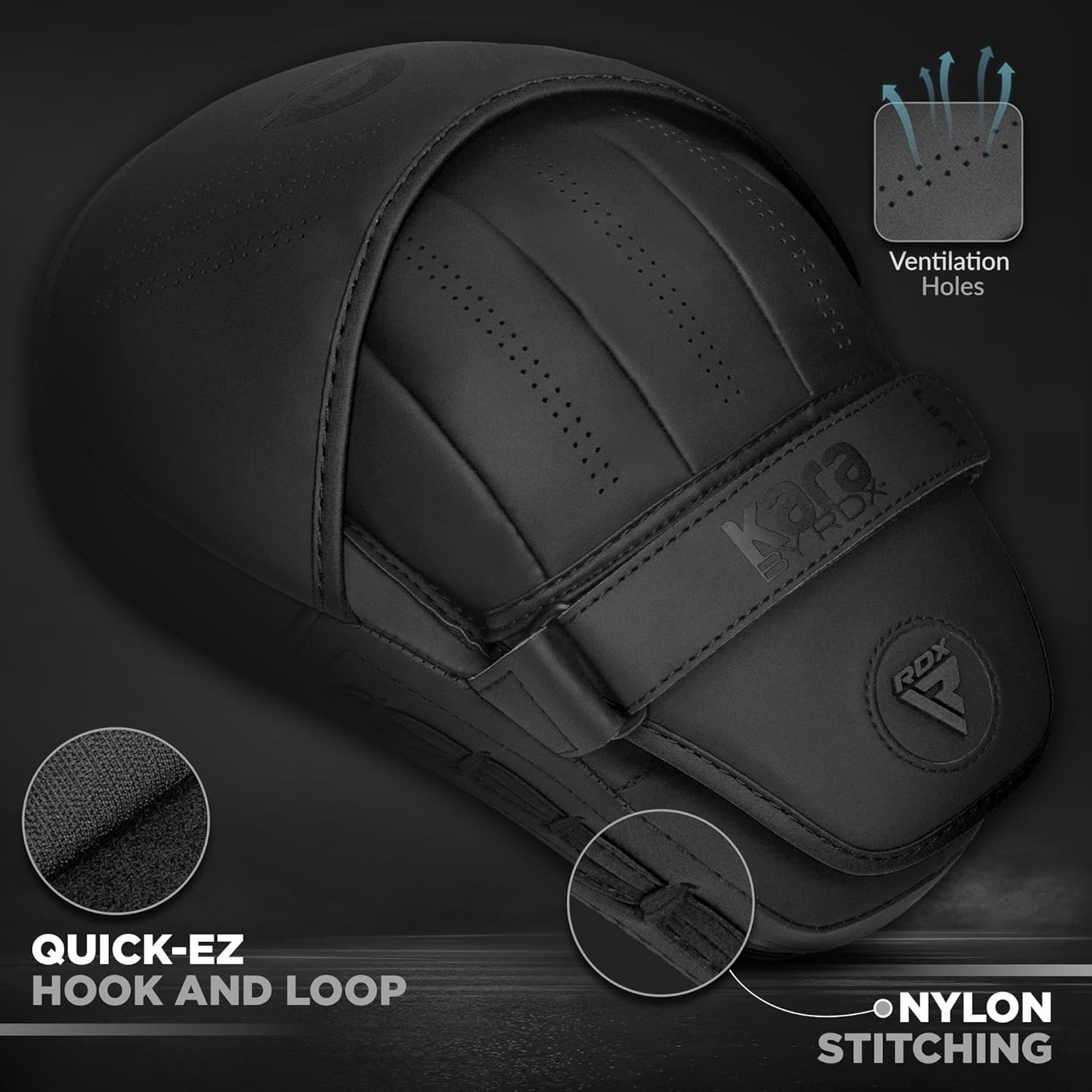 Boxing Pads Curved Focus Mitts, Maya Hide Leather Kara Hook and Jab Training Pads, Adjustable Strap Ventilated, MMA Muay Thai Kickboxing Coaching Martial Arts Punching Hand Target Strike Shield