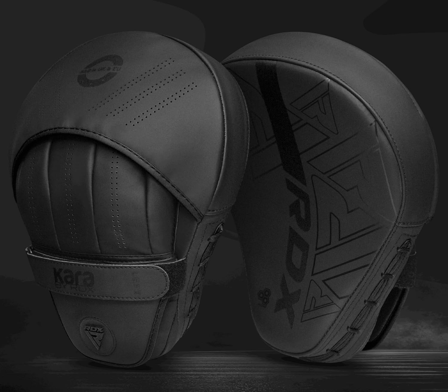 Boxing Pads Curved Focus Mitts, Maya Hide Leather Kara Hook and Jab Training Pads, Adjustable Strap Ventilated, MMA Muay Thai Kickboxing Coaching Martial Arts Punching Hand Target Strike Shield