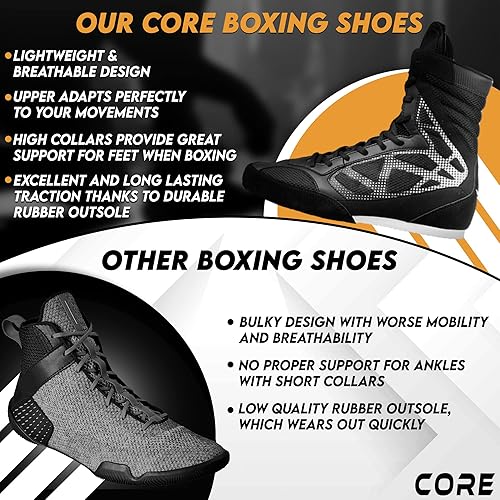 Lightweight Breathable Lace up Boxing Training Shoes with High Support