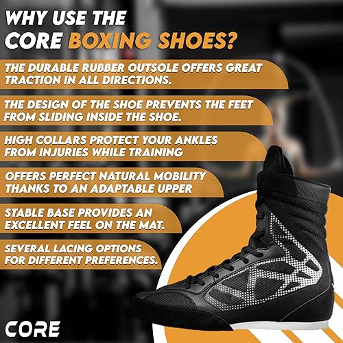 Lightweight Breathable Lace up Boxing Training Shoes with High Support
