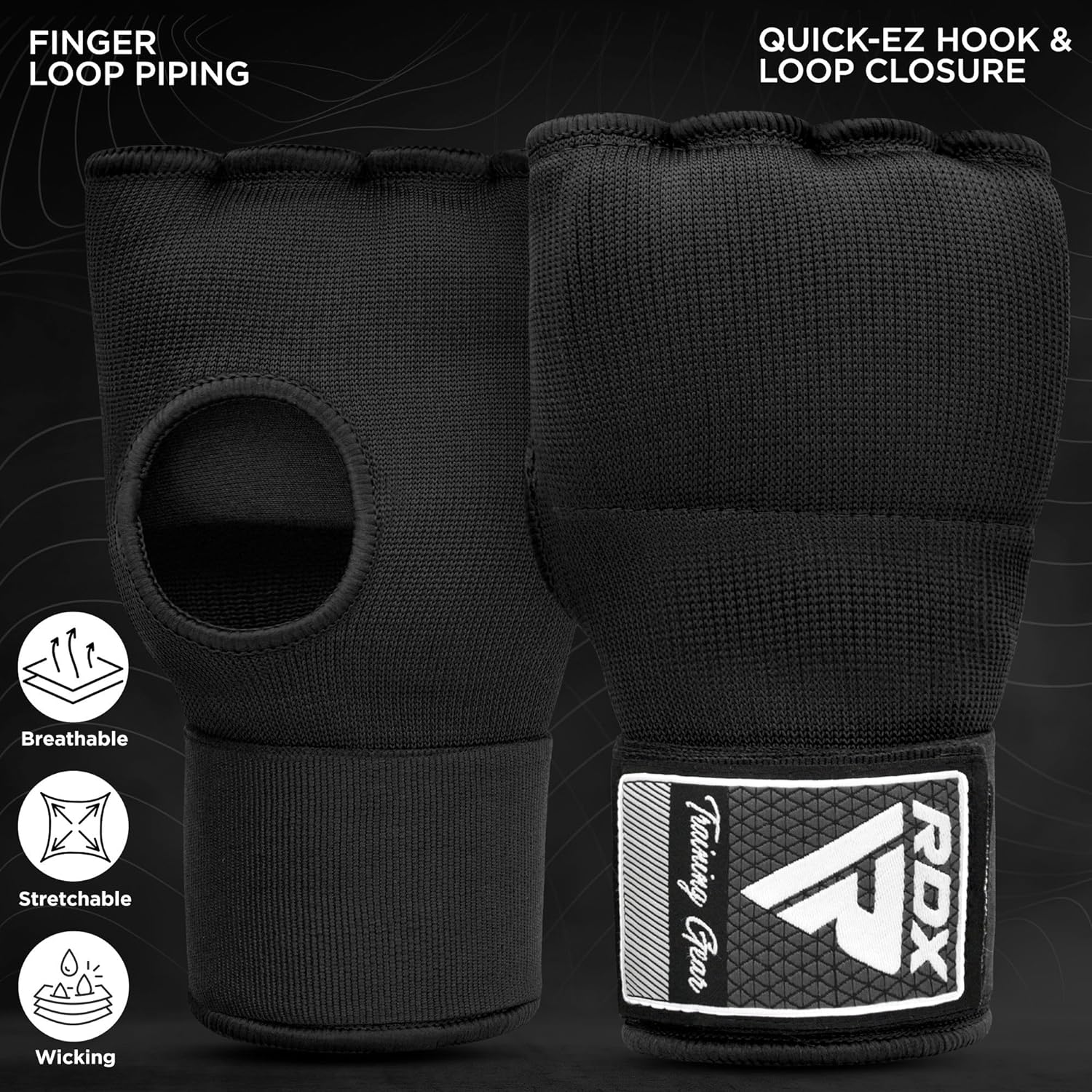 Gel Boxing Hand Wraps Inner Gloves Men Women, Quick 100Cm Long Wrist Straps, Elasticated Padded Fist under Mitts Protection, Muay Thai MMA Kickboxing Martial Arts