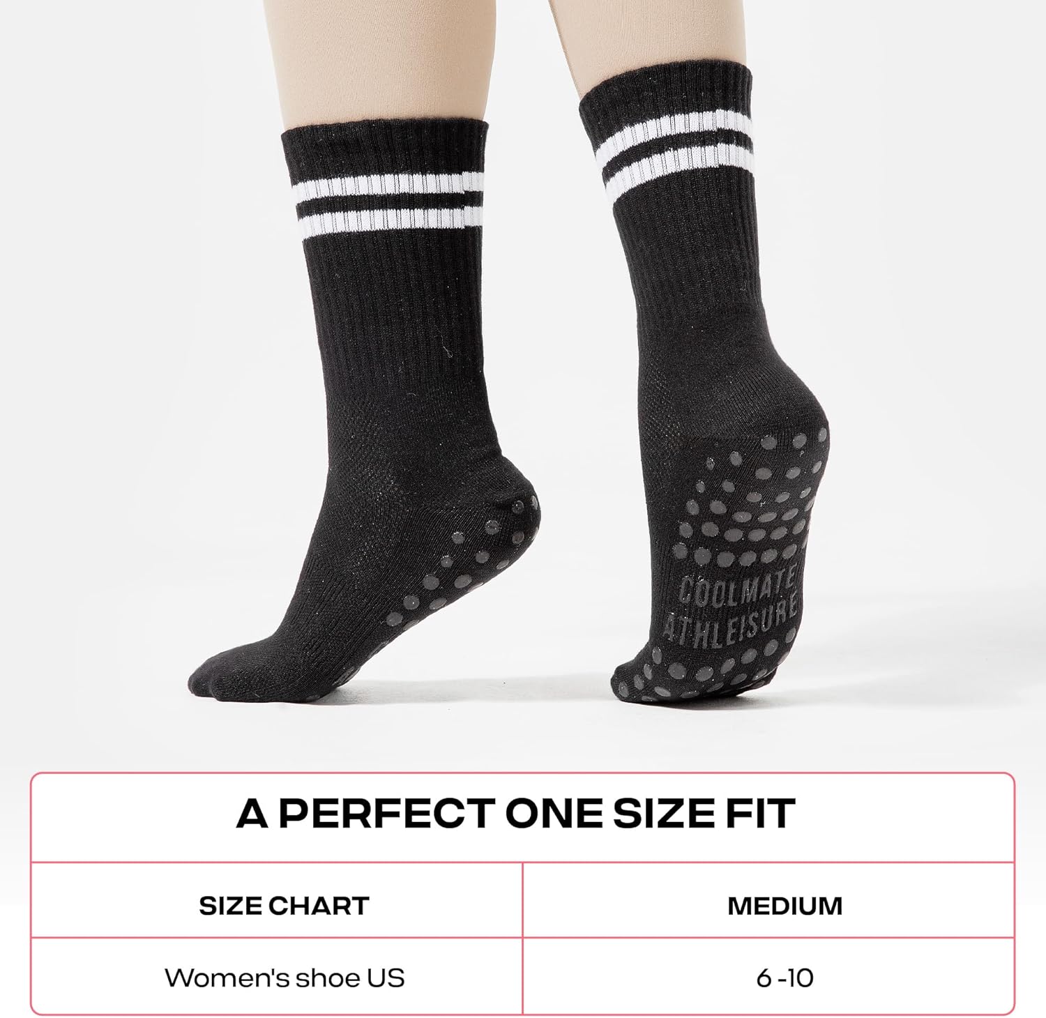 2/4 Pairs Pilates Socks with Grips for Women, Yoga Socks, Crew Non Slip Women for Workout, Barre, Pilates Gifts