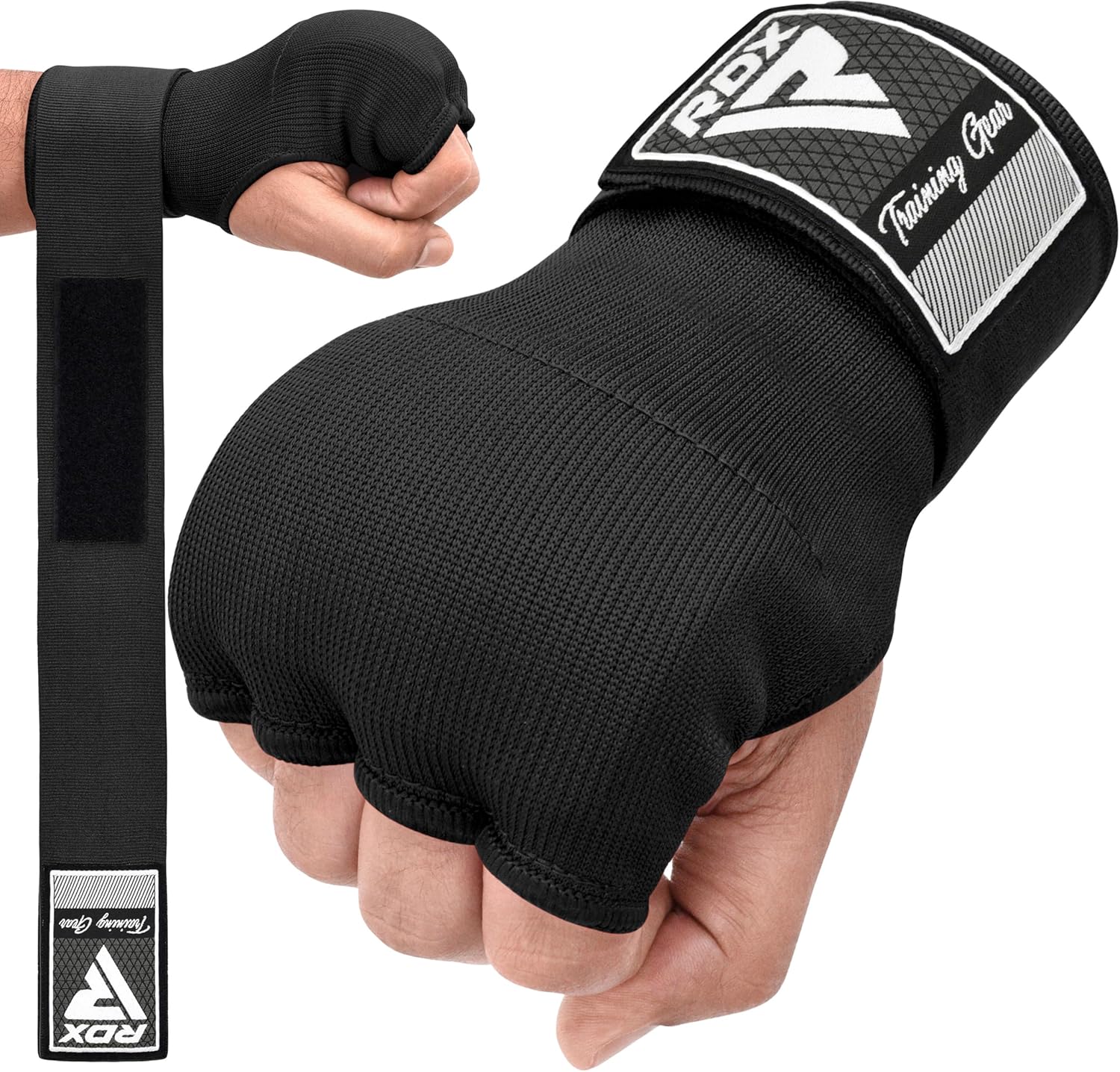 Gel Boxing Hand Wraps Inner Gloves Men Women, Quick 100Cm Long Wrist Straps, Elasticated Padded Fist under Mitts Protection, Muay Thai MMA Kickboxing Martial Arts