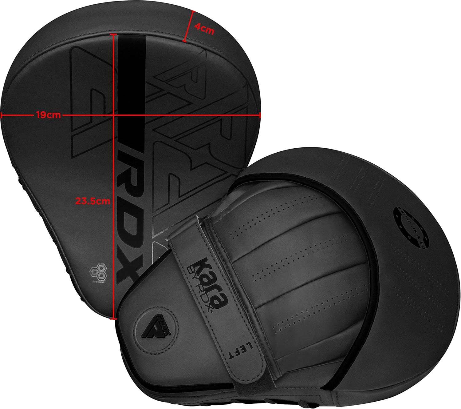 Boxing Pads Curved Focus Mitts, Maya Hide Leather Kara Hook and Jab Training Pads, Adjustable Strap Ventilated, MMA Muay Thai Kickboxing Coaching Martial Arts Punching Hand Target Strike Shield
