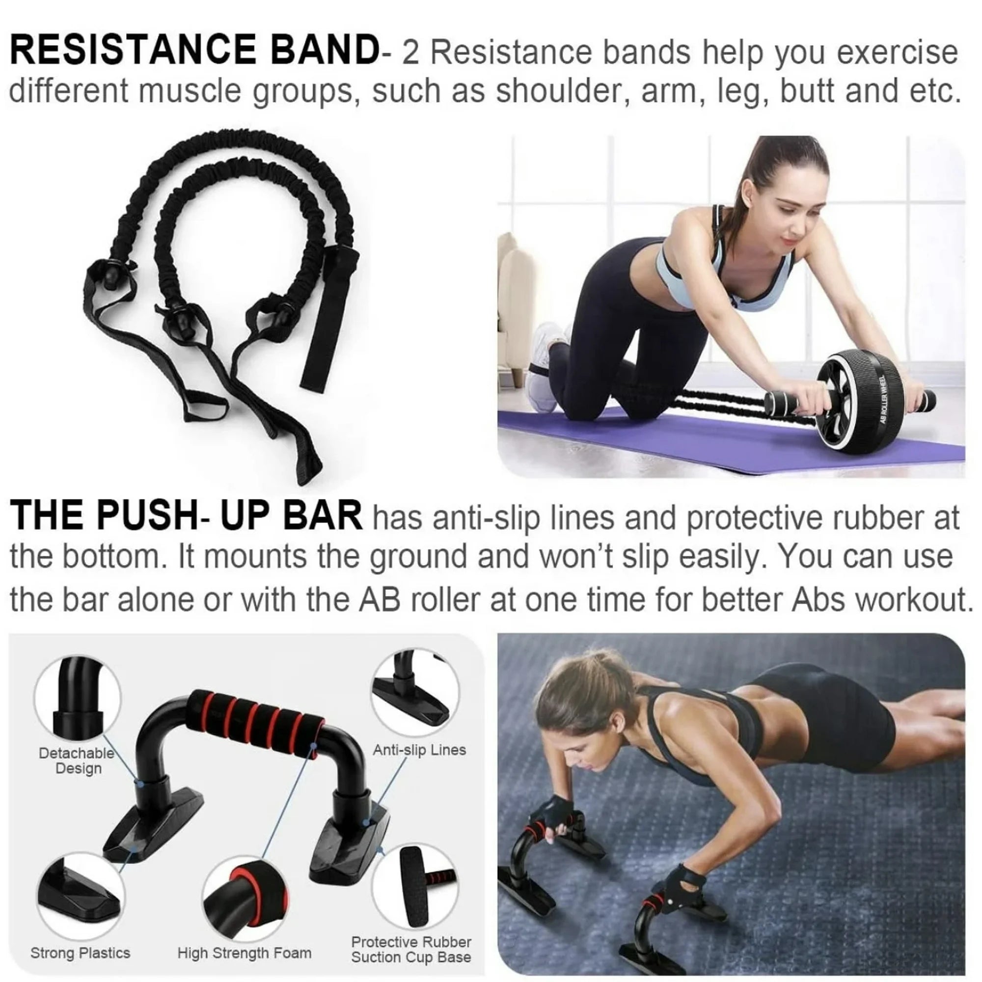 17-in-1 Ab Roller Wheel Kit Core & Home Gym Workout Set