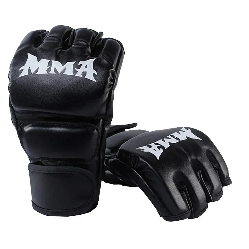 1 Pair of Pu Boxing Gloves Mma Gloves Half Finger Sandbag Taekwondo Muay Thai Gloves Professional Boxing Training Equipment