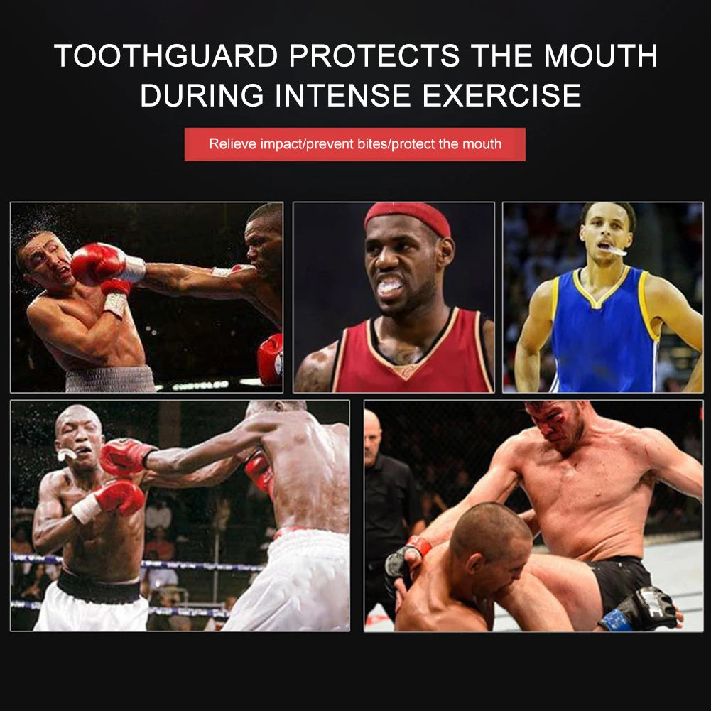 Boxing Gum Shield Mouth Guard with Storage Box MMA Martial Arts Mouth Guard Adults Junior Mouth Guard for Contact Combat Sport