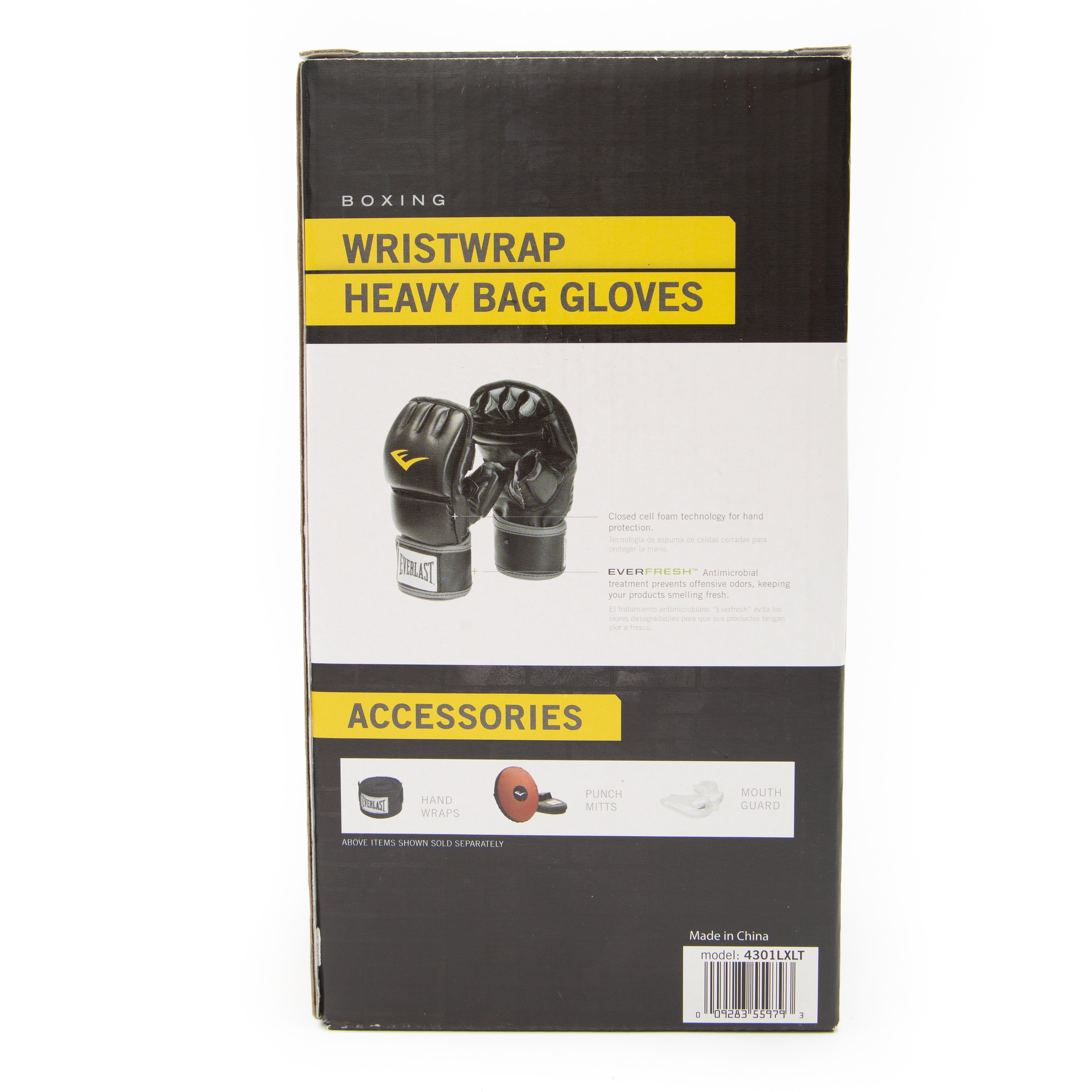 Everlast Black Boxing Gloves Wristwrap Design for Heavy Bag Workouts