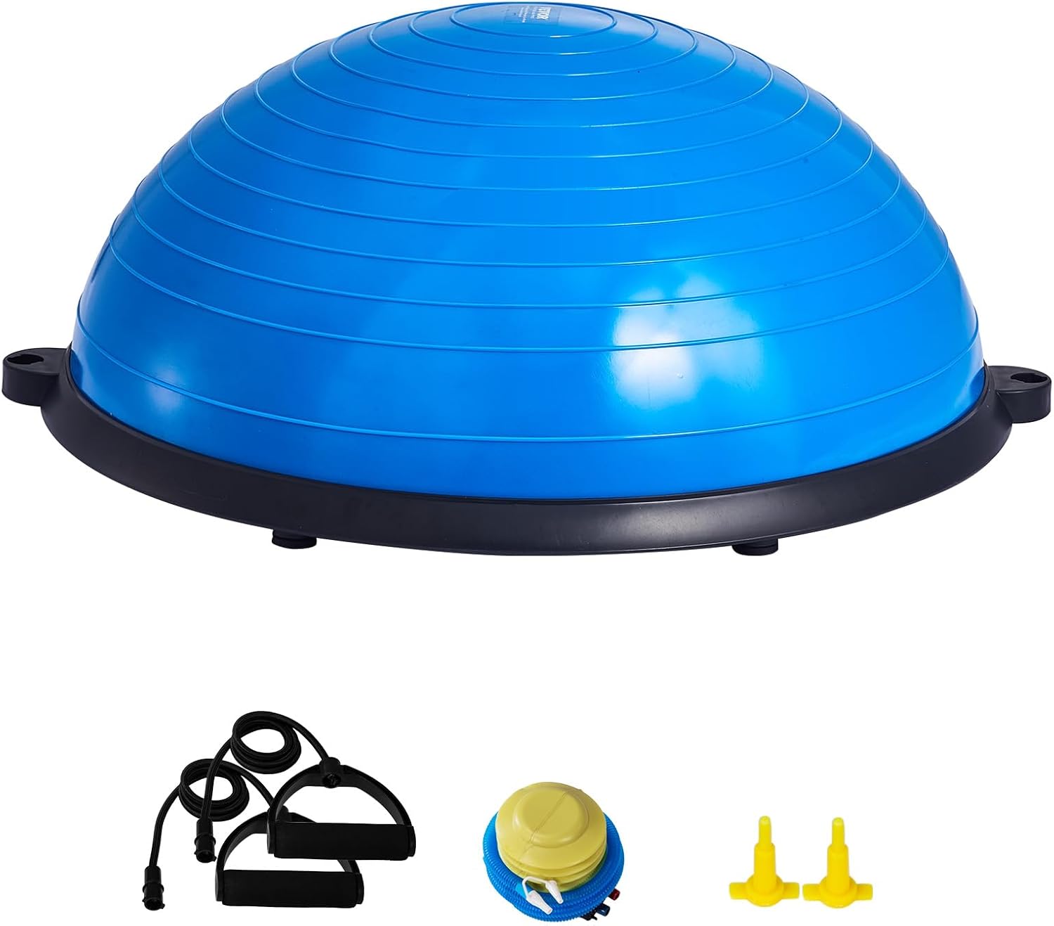 Half Exercise Ball Trainer, 23/26 Inch Balance Ball Trainer, 1500Lbs Capacity Stability Ball, Yoga Ball with Resistance Bands & Foot Pump, Strength Fitness Ball for Home Gym Full Body Workout