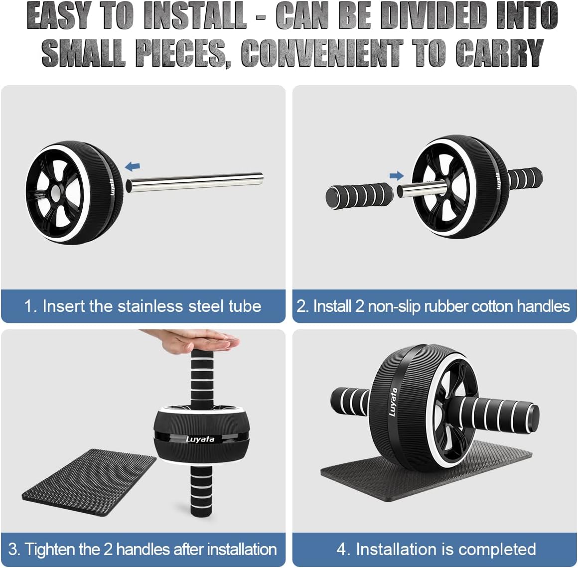 Complete 10-in-1 Ab Roller Set Core Strength Kit with Resistance Bands & Push-Up Bars