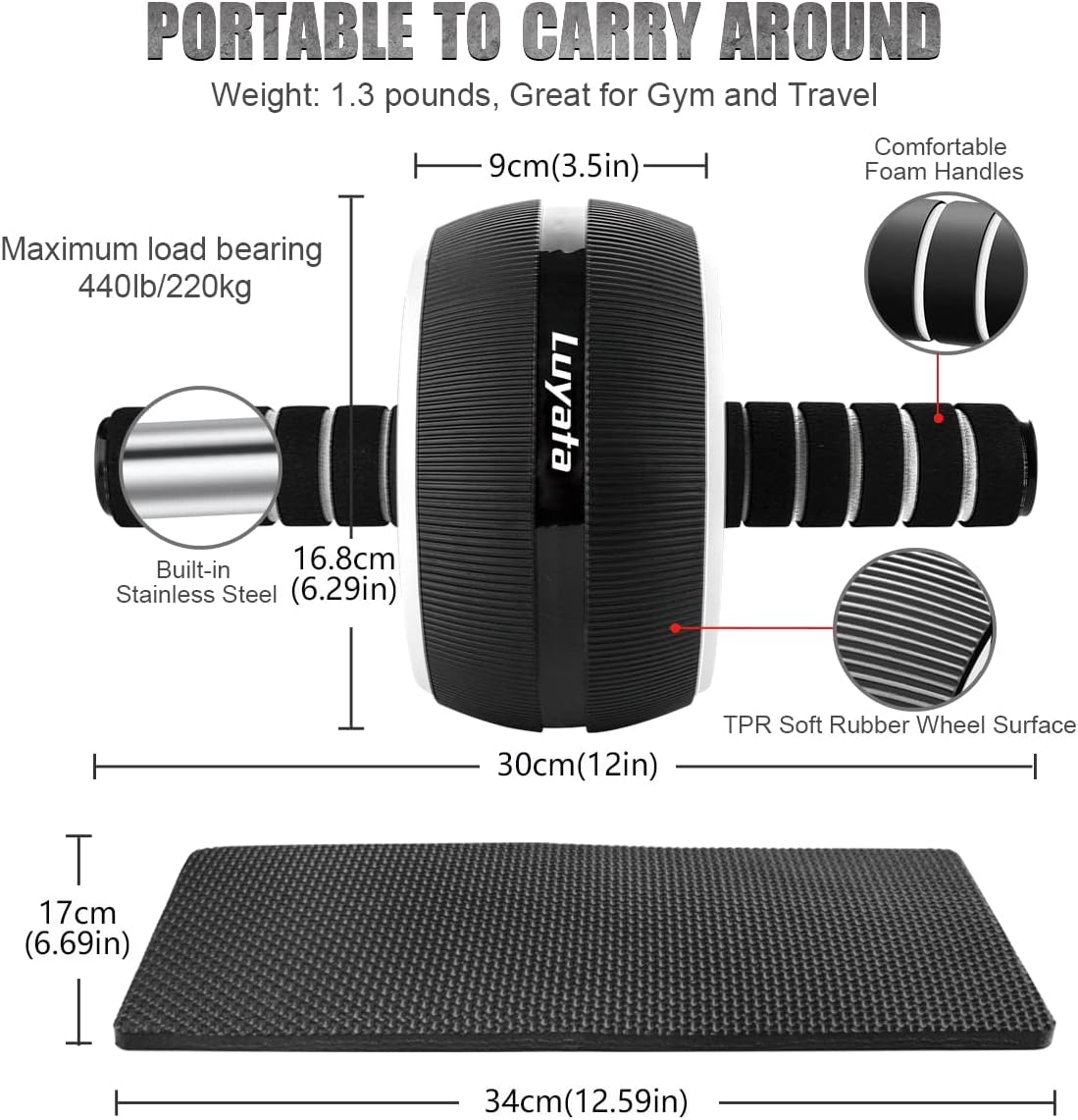 Complete 10-in-1 Ab Roller Set Core Strength Kit with Resistance Bands & Push-Up Bars