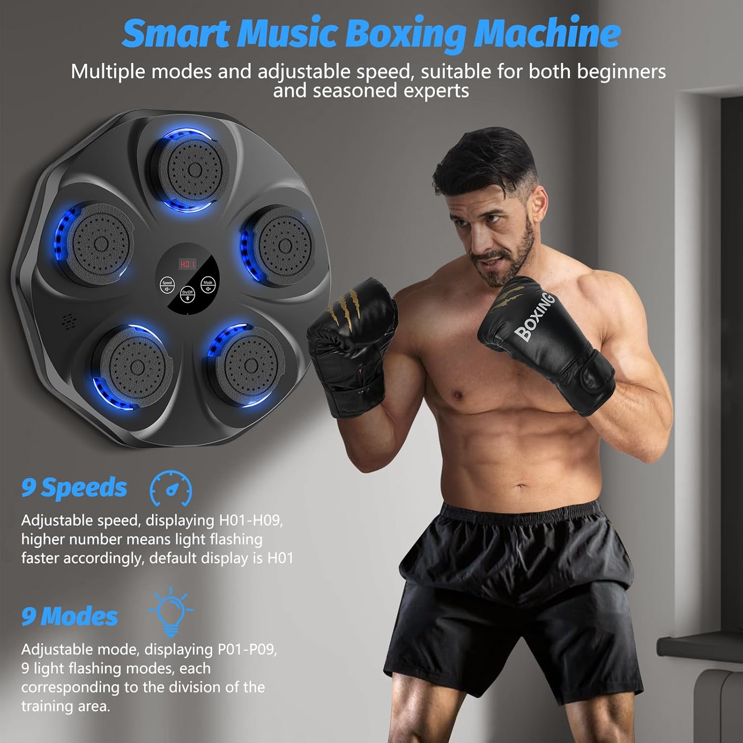 Large Interactive Music Boxing Target with Gloves