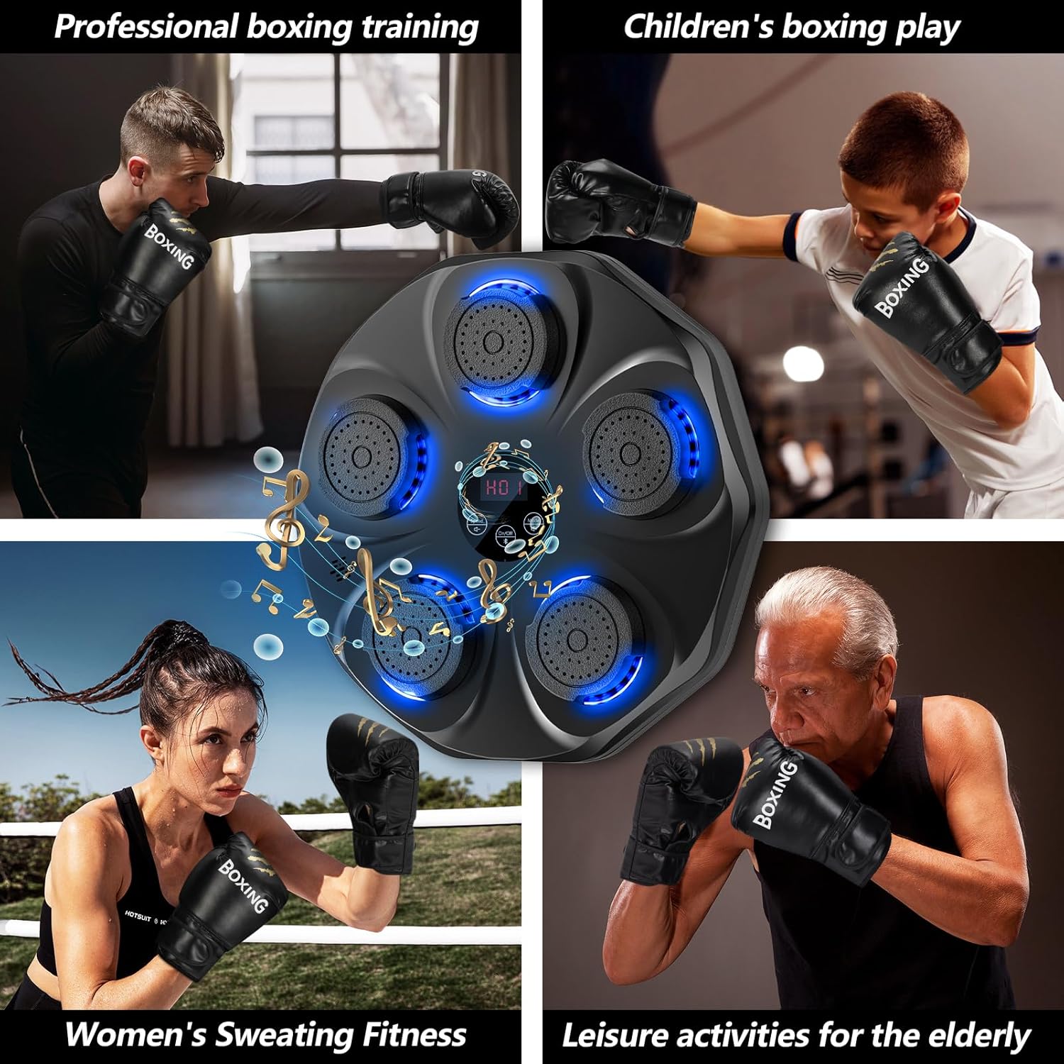 Large Interactive Music Boxing Target with Gloves