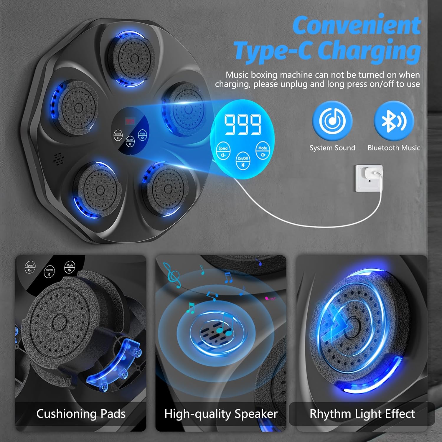 Large Interactive Music Boxing Target with Gloves