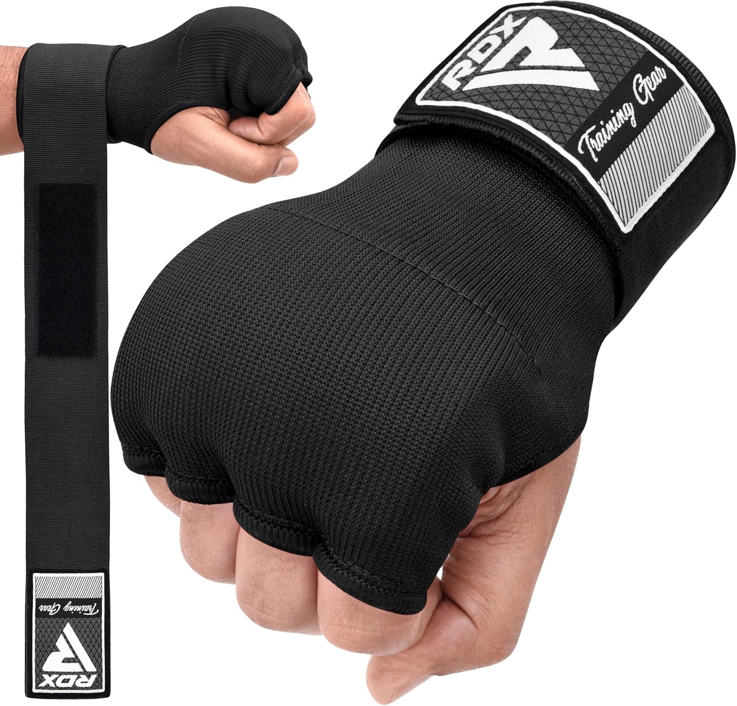 Gel Boxing Hand Wraps Inner Gloves Men Women, Quick 100Cm Long Wrist Straps, Elasticated Padded Fist under Mitts Protection, Muay Thai MMA Kickboxing Martial Arts