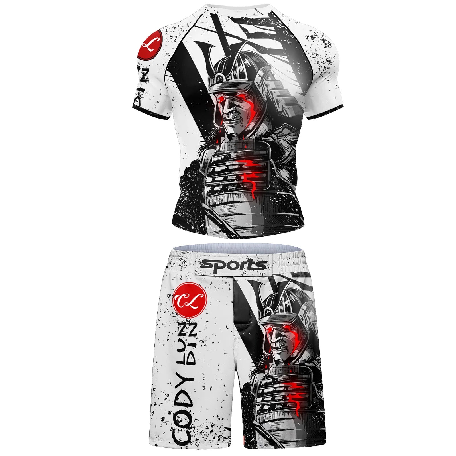 2 PCS Sports Suit Bjj Jiu Jitsu Gi Rashguard+Mma Shorts Muay Thai Pants Cool Boxing Grappling Wear Gym Fitness Running Clothes